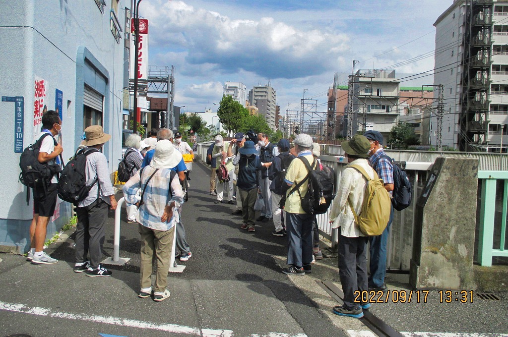 2022年9月17日 第168回定例ウォーク 妙正寺川と神田川合流点 辰巳橋での解散式